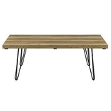 [en.casa] Table Basse Moderne Plateau MDF Pieds de Table en Épingle à Cheveux 100cm x 65cm x 35cm Bois