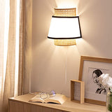 LEDKIA LIGHTING Applique Murale Rotin Marya 290x150x300 mm Naturel E14 Rotin, Textile, Métal pour Décoration Salon, Chambre, Cuisine