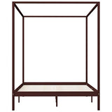 vidaXL Pin Massif Cadre de Lit à Baldaquin Lit Double Lit Adulte Lit Coffre Sommier à Lattes Chambre à Coucher Maison Intérieur Marron Foncé 180x200 cm