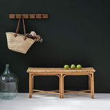 DECOCLICO - Banc en rotin Naturel tressé - L 110 x P 31 x H 46 cm - Rotin