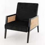 Amadeus Fauteuil Velours Noir et cannage, Unique
