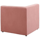 Beliani Canapé Paoramique Modulable 6 Places avec Pouf Ottoman en Velours Côtelé Rose Look Tendance et Matières de Qualité pour Salon Moderne