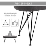 HOMCOM Banc Banquette Design Contemporain Pieds Eiffel en épingles métal Noir revêtement Lin Gris