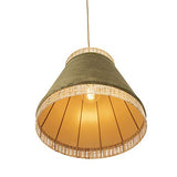 Qazqa Suspension | Lampe suspendue | Éclairage suspendu Rustique Oriental - Frills Lampe Vert Beige Doré/Laiton - E27 - Convient pour LED - 1 x 25 Watt
