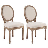 VONLUCE 2 Chaises Médaillon de Salle à Manger, Chaises Rembourrées en Tissu Lot de 2 avec Dossier Rond et Pieds, Chaises de Style Vintage pour Salon Chambre à Coucher
