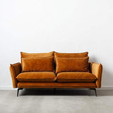 Tousmesmeubles Canapé 2 Places Tissu Ocre - Nagoya - L 188 x l 100 x H 84 - Neuf
