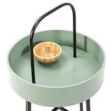 VS Venta-stock Table auxiliaire Table Basse Ronde Jaipur avec Plateau en MDF Vert et Structure métallique en Couleur Noir Mat/DIAMÈTRE: 40 cm