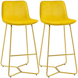 HOMCOM Tabouret de Bar Lot de 2 avec Repose-Pieds Hauteur 103 cm - piètement métal doré - Jaune