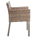 Générique Chaise avec accoudoirs en rotin et Coussin Beige Samuel - L 60 x l 60 x H 80