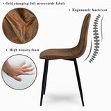 Homy Casa - Lot de 4 chaises - Style vintage et design scandinave - En faux daim - Idéales pour cuisine - Marron