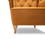 E-MEUBLES Fauteuil en 1 Place en Tissu Fixe, Fauteuil tapissé avec Oreilles et accoudoirs - VIVALDO (Jaune)