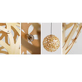 KAIKEA Suspension en bois, luminaire sphérique à 1 lumière, suspension tissée, finition de couleur bois, suspension à boule, plafonnier suspendu pour patio, couloir, cuisine, îlot, chambre, salle à ma