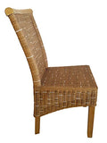 kreatives Wohnen Salle à Manger en rotin-Chaises de Jardin d'hiver-Couleur : Marron Naturel d'assise en Lin Blanc sans Coussin, Bois, Extra breit