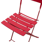 Outsunny Salon de Jardin Bistro Pliable - Table Ronde Ø 60 cm avec 2 chaises Pliantes - Acier thermolaqué Rouge