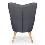 Chaise/Fauteuil Scandinave Gris foncé Capitonné | Assise Confortable en Tissu et Pieds en Bois | Modèle Klarys | L67 x P75 x H100 cm