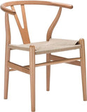 YAXANSIH Lot de 2 chaises de Salle à Manger, Cuisine, Style Wishbone en Poly et écorce (Couleur : Naturel)