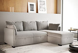 BUDWING Orlando Canapé Convertible d'angle Lit Chaise Longue Coffre Réversible Droite et Gauche Beige