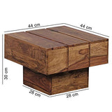FineBuy Table d'appoint Bois Massif Sheesham 44 x 30 x 44 cm Table Basse Salon | Bout de canapé est - Table de téléphone - Table en Bois carré
