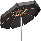 COSTWAY Parasol de Jardin Extérieur, Parasol Inclinable avec Lambrequin, 8 Baleines en Bois Blanc, Protection UV, pour Balcon/Jardin/Terrasse (Gris)