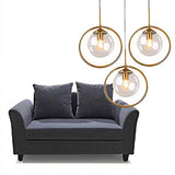 HJXDtech Suspension Lustre Industrielle Vintage, Plafonnier Lampe en Laiton avec Abat-jour en Verre,Luminaire Suspendu loft Moderne pour Cuisine Chambre Salon (3 Lumières-Clair)
