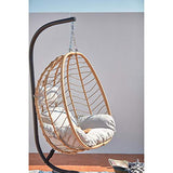 CONCEPT USINE | Fauteuil Suspendu Beige en Résine Tressée | Rotin Naturel | Design Lima | Structure en Acier | Coussin Déhoussable | Revêtement en Poudre | Hamac Assis | Waterproof, Résistant