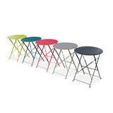 Alice's Garden - Salon de Jardin bistrot Pliable - Emilia Rond Gris Taupe - Table Ø60cm avec Deux chaises Pliantes. Acier thermolaqué