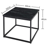 Stella Trading Samy Basse carrée Noir avec Structure en métal Table d'appoint Moderne avec Plateau en marbre de qualité supérieure, 60 x 46 x 60 cm