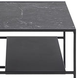 Marque Amazon - Movian Table basse avec étagère, plateau effet marbre, base en métal noir, 70 x 70 x 45 cm