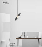 Nordic LED Suspension Suspension En Disque De Marbre Hauteur Réglable, Étude Loft Office Cafe Lampe De Salle À Manger Escalier Lampe Lampe De Chevet Couloir Lampe Deux Demi-Cercle Lustre Ø40cm 7W