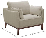 Marque Amazon - Stone & Beam Hillman Fauteuil pour salon style Mid-Century avec pieds et base en bois, 99 cm de large, Ivoire,