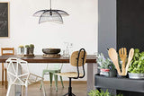 Luminaire Flore, suspension métal/rotin, 60 W, noir, ø 60 x H3 1 cm
