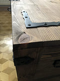Coffre au trésor en bois avec 4 roues Style vintage - Couvercle rabattable et espace de rangement. 80x45x45 cm. Solide, Stable - aucun assemblage requis - table
