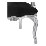 Fauteuil Baroque Luxury en bois feuille argent velours noir