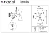 MAYTONI DECORATIVE LIGHTING Moderne Applique Murale, en Métal, Noir et Or, IP20, 2 ampoules excl. 2xE14 40W 230V.