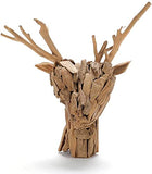 Bois flotté personnalisé simple animal tête de cerf Statue décoration artisanat naturel décontracté léger traitement abstrait adapté à la maison salon bibliothèque bureau porche décoration cadeau, B