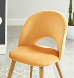 BAÏTA Eugenie Lot de 2 chaises, Hêtre, Velours Jaune, 52x56x77cm
