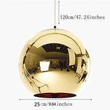 Industrial miroir moderne verre boule luminaire, miroir ajustable, Pendentif boule Ligh, ombre de lampe de plafond pour cuisine, salle à manger, Bar (Gold, 25cm)