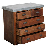 Stuff Factory Commode en Bois recyclé galvanisé avec 5 tiroirs 80 x 45 x 80 cm