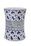 Fine Asianliving Tabouret Céramique Chinois Poissons Koi Bleu Blanc D33xH46cm Tabouret Chinois de Jardin Table d'appoint en céramique Chinois Porcelaine Tabouret Oriental