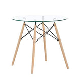 H.J WeDoo Ronde Table en Verre Table de Salle à Manger Scandinave Diamètre 80cm Moderne Style Nordique HxD: 75 x 80 cm en Verre trempé, Transparent