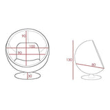 Fauteuil Boule, Ball Chair Coque Blanche/intérieur Velours Orange. Design 70's.