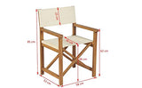 Chaise de metteur en scène en bois massif Teak, pliable, pour enregistrement de terrasse, extérieur, agritourisme, restaurant, marron et crème, 58 x 53 x 85 cm