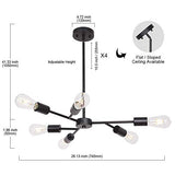 Pendentif Lumière Moderne Noire Satellite Suspension Industrielle Métal Lampe Suspensions Salle à Manger Lustre-6 Lumière