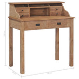 vidaXL Bois de Teck Massif Bureau Table d'Ordinateur Informatique Table d'Etude Table d'Ecriture Table de Travail Maison Salle d'Etude