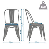 hjh OFFICE 645037 Chaise de bistrot VANTAGGIO Chaise de bistrot blanc mat en métal brossé au design industriel, empilable