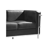 Tousmesmeubles Canapé 2 Places Cuir Noir - CORBS - L 131 x l 70 x H 67 - Neuf