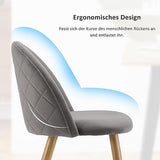 TUKAILAI Lot de 2 Fauteuil Chaise de Salle à Manger Velours Gris Chaise de Bureau Ergonomique Pieds Métal avec Finition en Bois Gris