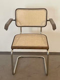 Generico Chaise avec accoudoirs en Paille de Vienne et hêtre Naturel Laqué Noyer Foncé