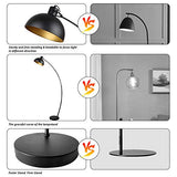 Osasy Lampadaire Arc, lampe à pied design rétro, Abat-jour réglable, 1x E27 max. 60 Watt, métal, en noir-doré,Lampadaires pour le salon, les salons,la lecture