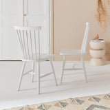 Alice's Home - Lot de 2 chaises Blanches à barreaux en Bois d'hévéa. Romie. L 50.8 x P 44.2 x H 90cm. Livraison Offerte. Garantie 2 Ans. Meilleur Prix Garanti !